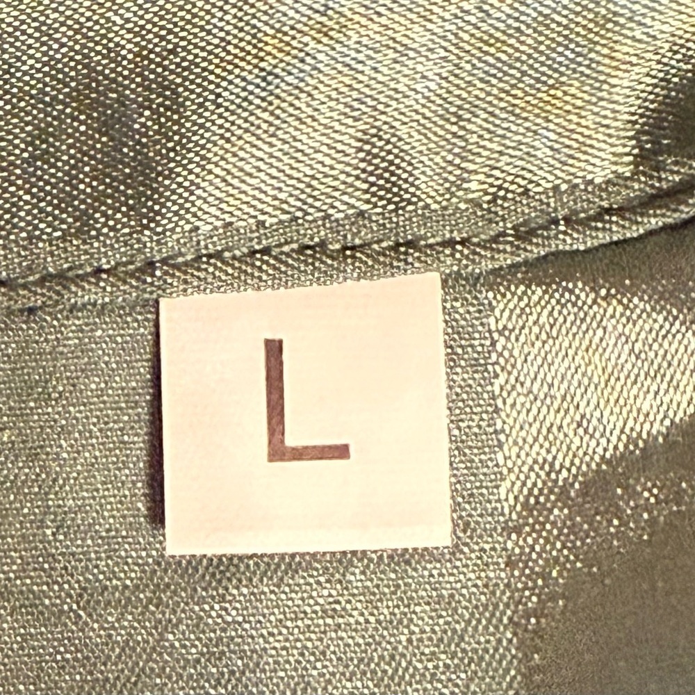 NWOT Womens Satin Feel Pajama Set Size Large Green Striped Contrast Elastic - Picture 7 of 14